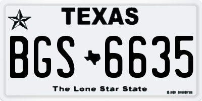 TX license plate BGS6635