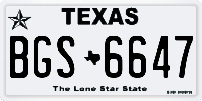 TX license plate BGS6647