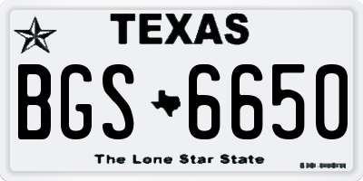 TX license plate BGS6650