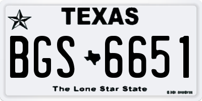 TX license plate BGS6651