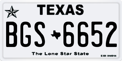 TX license plate BGS6652