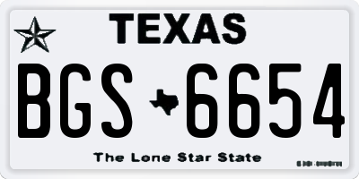 TX license plate BGS6654