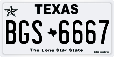 TX license plate BGS6667