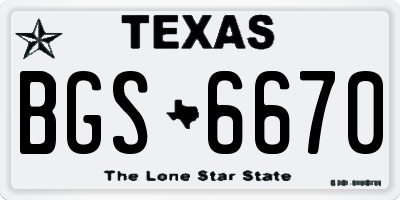 TX license plate BGS6670