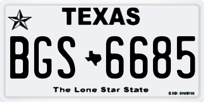 TX license plate BGS6685
