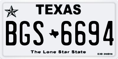 TX license plate BGS6694