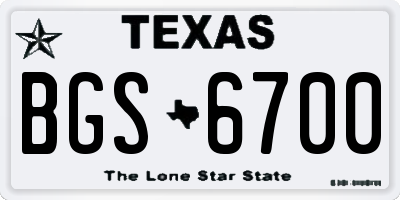 TX license plate BGS6700