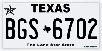 TX license plate BGS6702