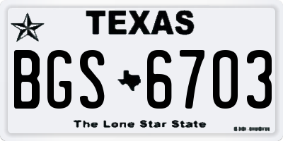 TX license plate BGS6703