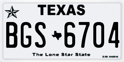 TX license plate BGS6704