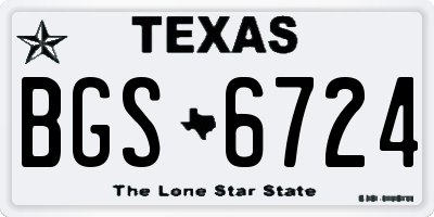 TX license plate BGS6724