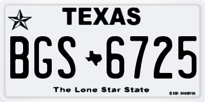 TX license plate BGS6725