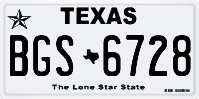 TX license plate BGS6728