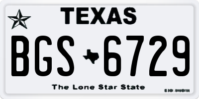 TX license plate BGS6729