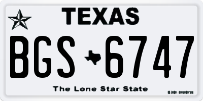 TX license plate BGS6747