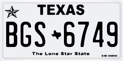 TX license plate BGS6749