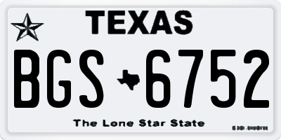 TX license plate BGS6752