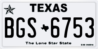 TX license plate BGS6753
