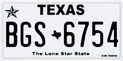 TX license plate BGS6754