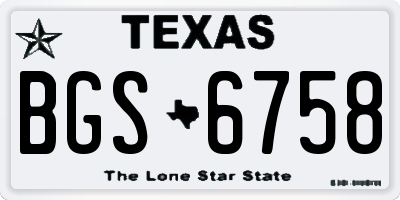 TX license plate BGS6758