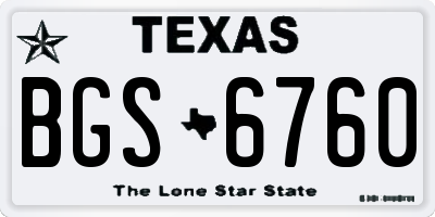 TX license plate BGS6760