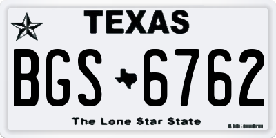 TX license plate BGS6762