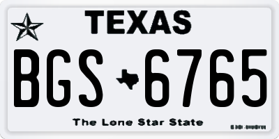 TX license plate BGS6765