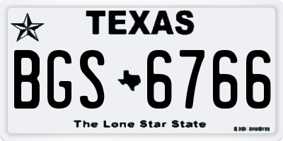 TX license plate BGS6766