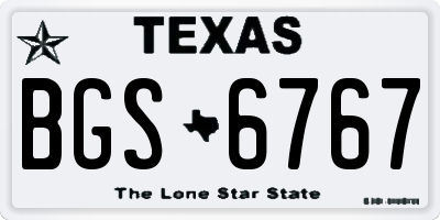 TX license plate BGS6767