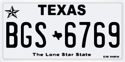 TX license plate BGS6769