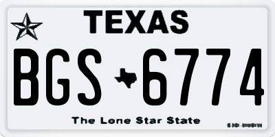 TX license plate BGS6774
