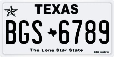 TX license plate BGS6789