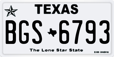 TX license plate BGS6793