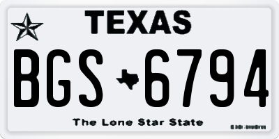 TX license plate BGS6794