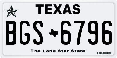 TX license plate BGS6796