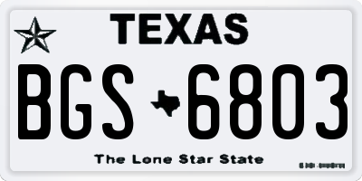 TX license plate BGS6803