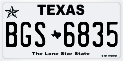 TX license plate BGS6835