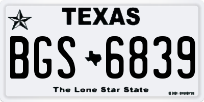 TX license plate BGS6839