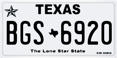 TX license plate BGS6920