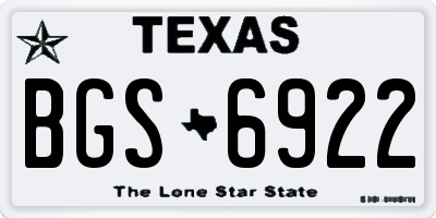 TX license plate BGS6922