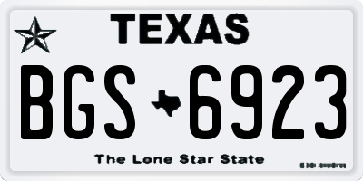 TX license plate BGS6923