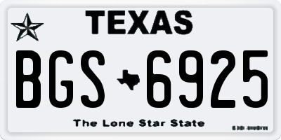 TX license plate BGS6925