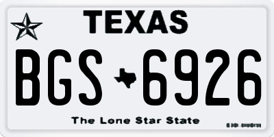 TX license plate BGS6926