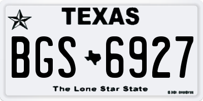TX license plate BGS6927