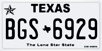 TX license plate BGS6929