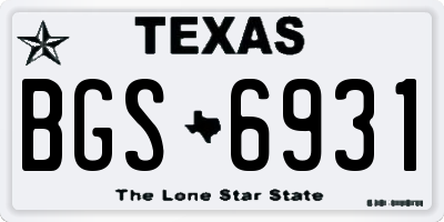 TX license plate BGS6931