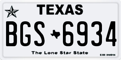 TX license plate BGS6934