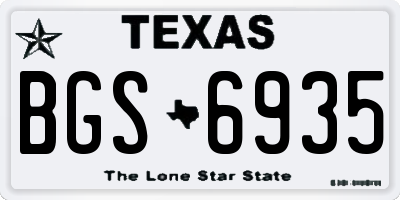 TX license plate BGS6935
