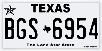 TX license plate BGS6954