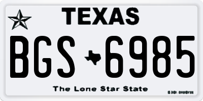 TX license plate BGS6985